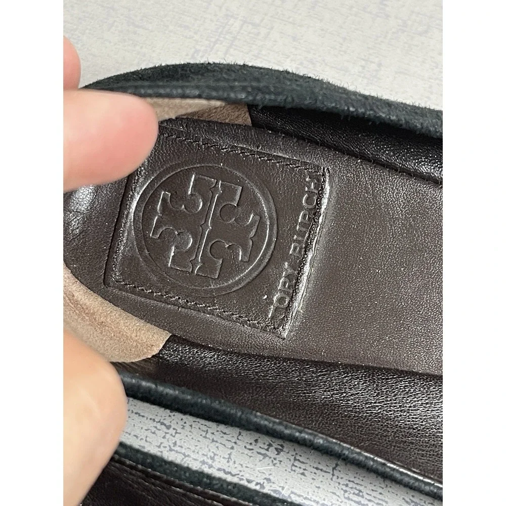 Tory Burch Pacey Suede Snakeskin Cap Toe Ballet Flats Loafers 9 M Preppy Office